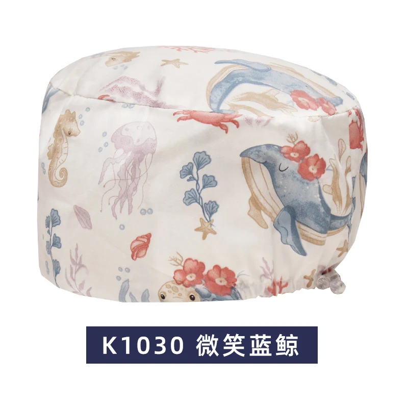 Gorro Quirúrgico de Aodón Puro, Transpirable, con Diseño Estampado para Mujeres, Gorro Redondo para Dentistas y Enfermeras