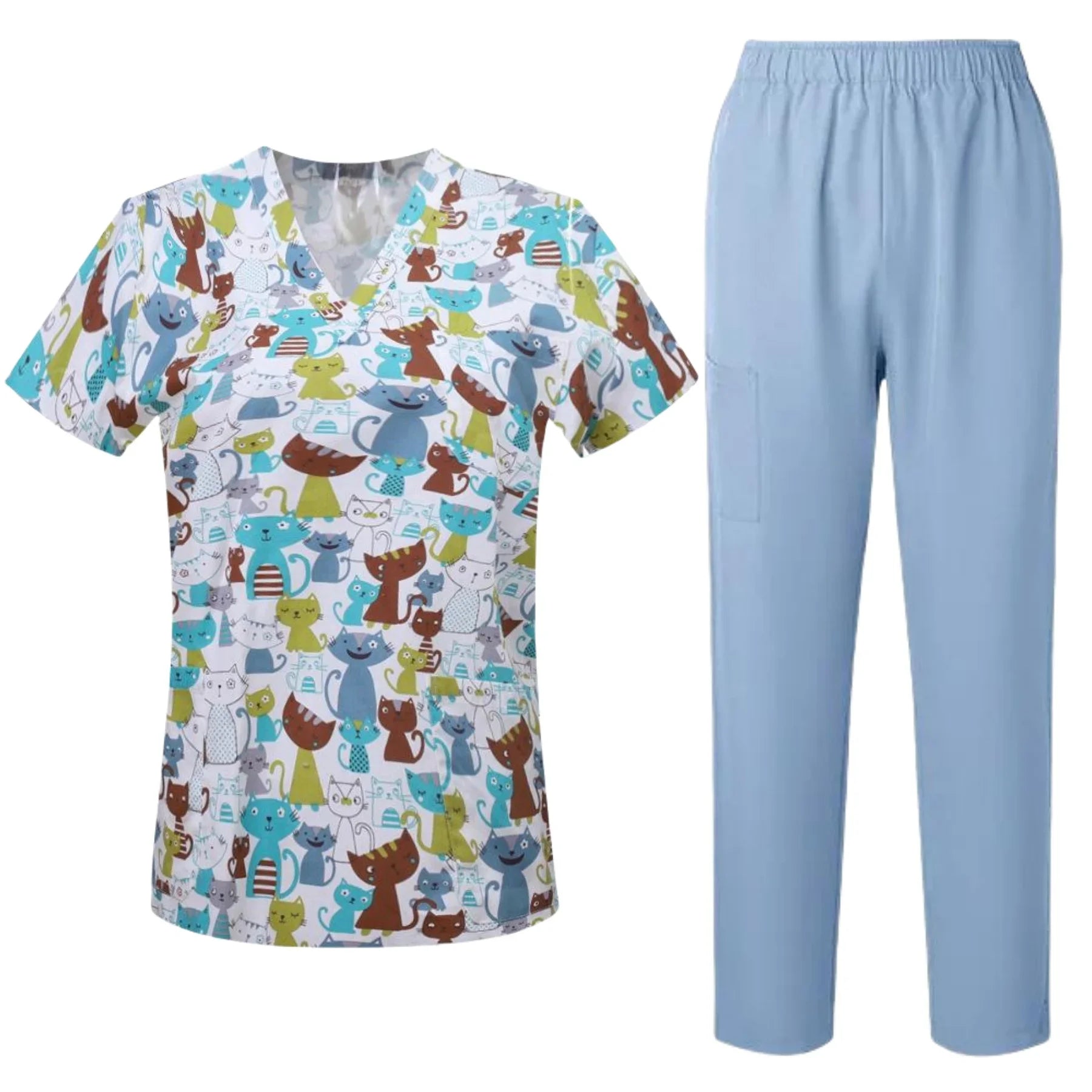 Uniformes quirúrgicos para mujer, blusa estampada con bolsillos, pantalones, conjunto de exfoliante médico, ropa de trabajo para salón de belleza, bata clínica, Top + Pantalones, traje de Spa