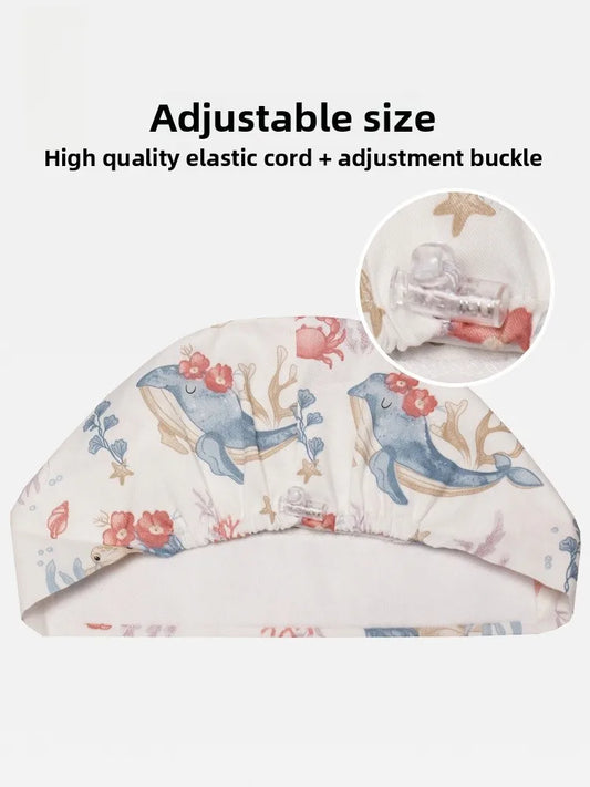 Gorro Quirúrgico de Aodón Puro, Transpirable, con Diseño Estampado para Mujeres, Gorro Redondo para Dentistas y Enfermeras