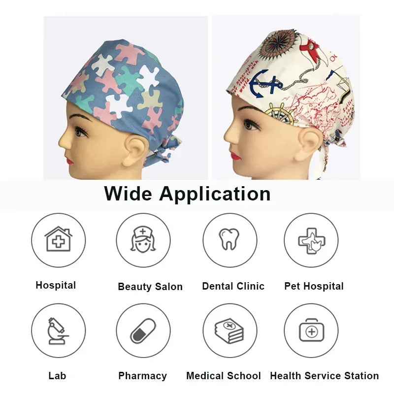 Gorro quirúrgico para mujer, gorros para dentista, cirujano para mujer, hombre, enfermera, dentista, quirófano, médico, Dental, sombrero de verano con dibujos animados