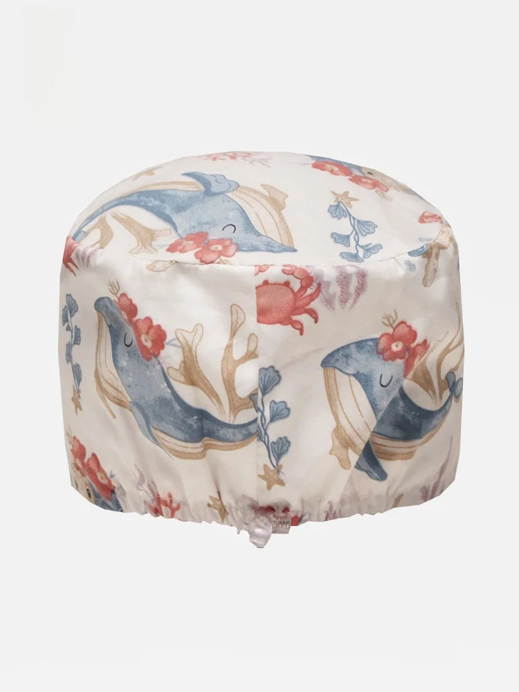 Gorro Quirúrgico de Aodón Puro, Transpirable, con Diseño Estampado para Mujeres, Gorro Redondo para Dentistas y Enfermeras