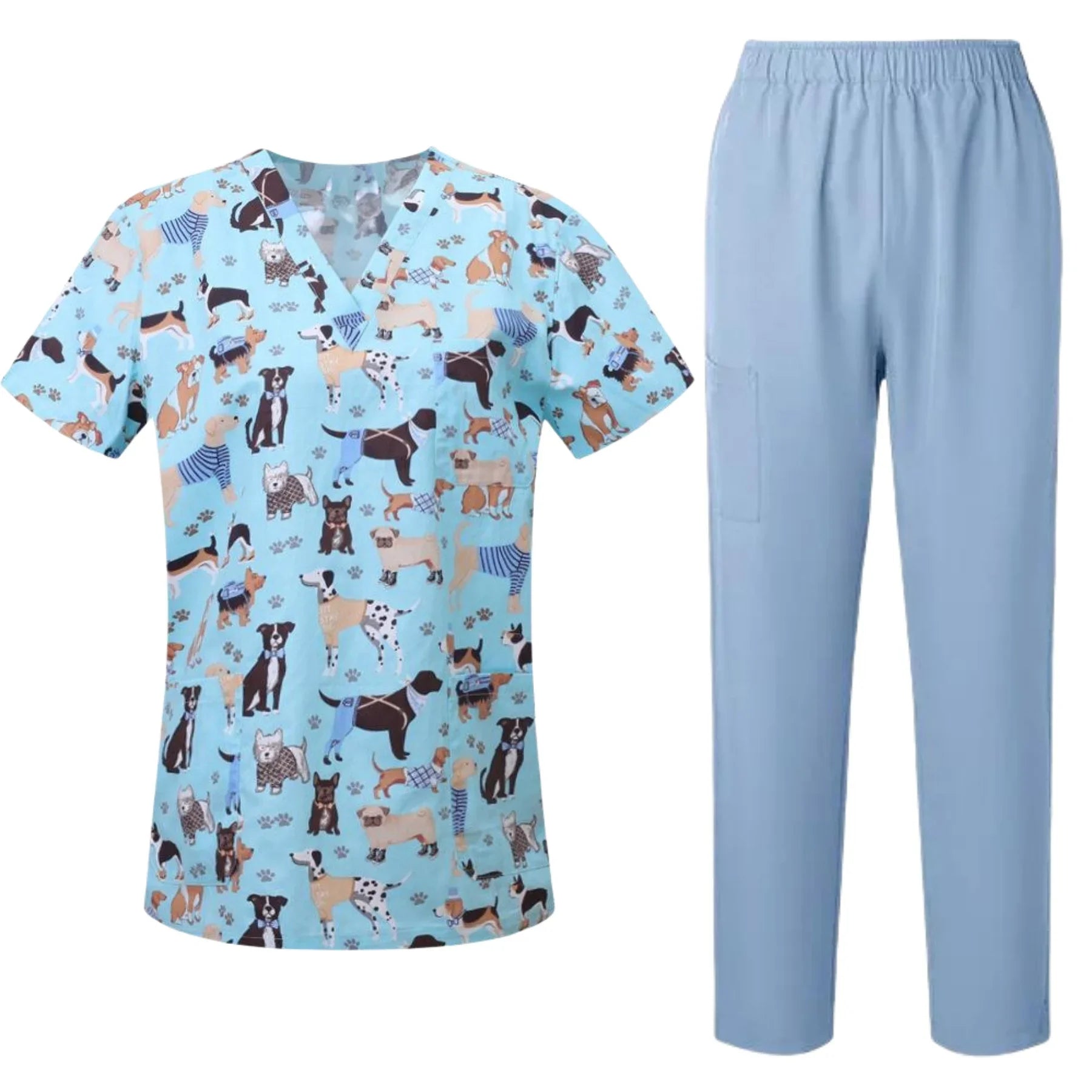 Uniformes quirúrgicos para mujer, blusa estampada con bolsillos, pantalones, conjunto de exfoliante médico, ropa de trabajo para salón de belleza, bata clínica, Top + Pantalones, traje de Spa