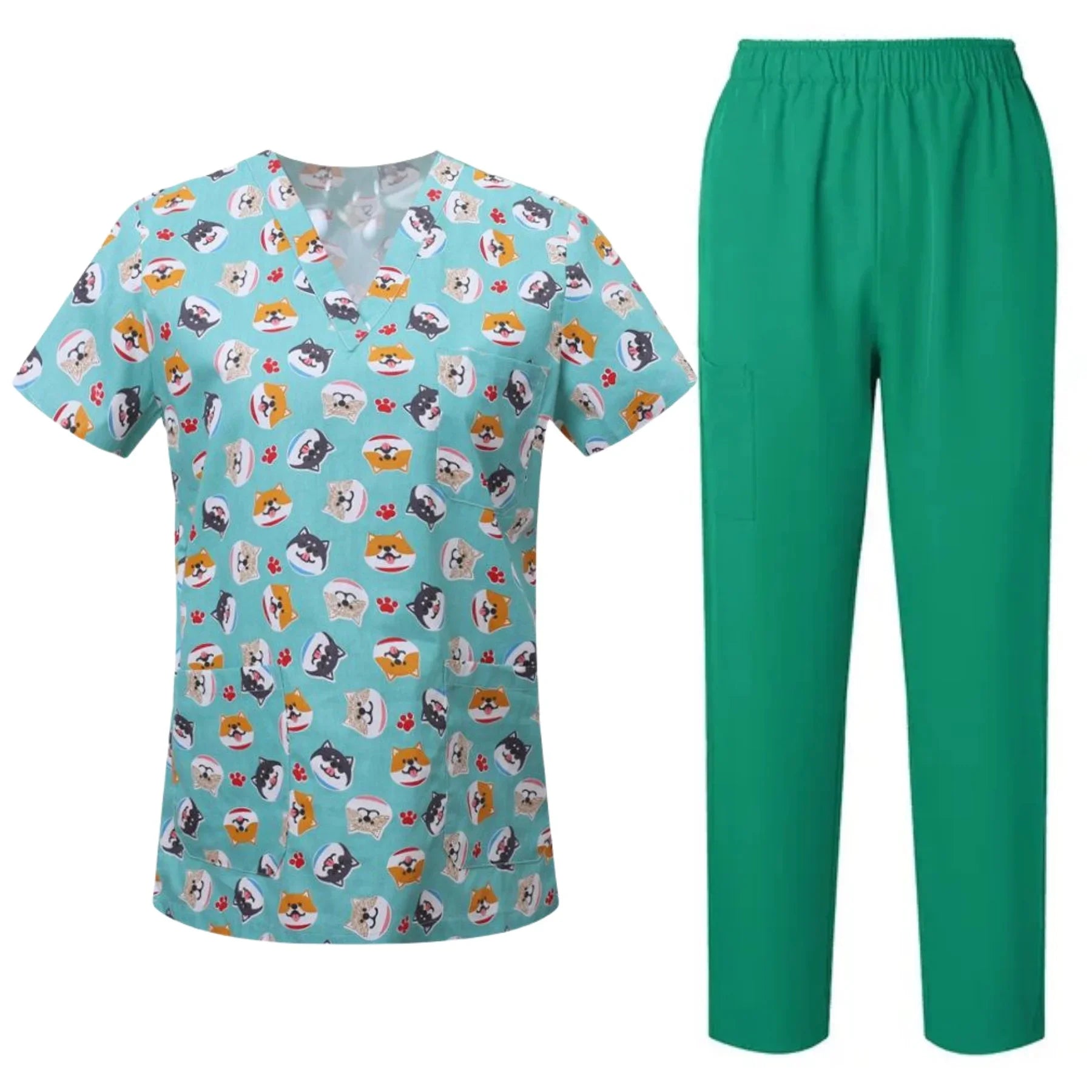 Uniformes quirúrgicos para mujer, blusa estampada con bolsillos, pantalones, conjunto de exfoliante médico, ropa de trabajo para salón de belleza, bata clínica, Top + Pantalones, traje de Spa